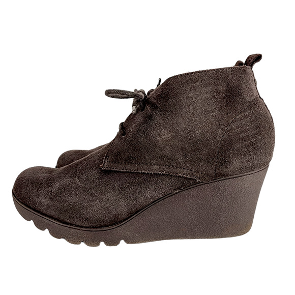 Donald J Pliner Suede Wedge Ankle Boot Booties sz 9 Women Makko Brown Leather - Picture 3 of 14